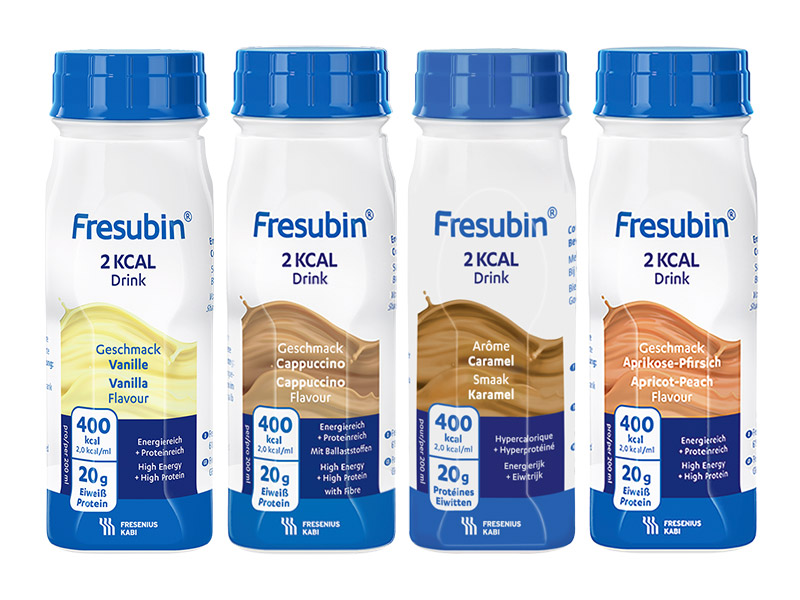 Fresubin® 2 kcal DRINK, magas energia- és fehérjetartalmú, rostmentes speciális élelmiszer.