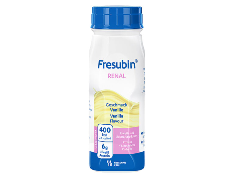 Fresubin® Renal, magas energiatartalmú, csökkentett fehérje- és elektrolittartalmú élelmiszer halolajjal.